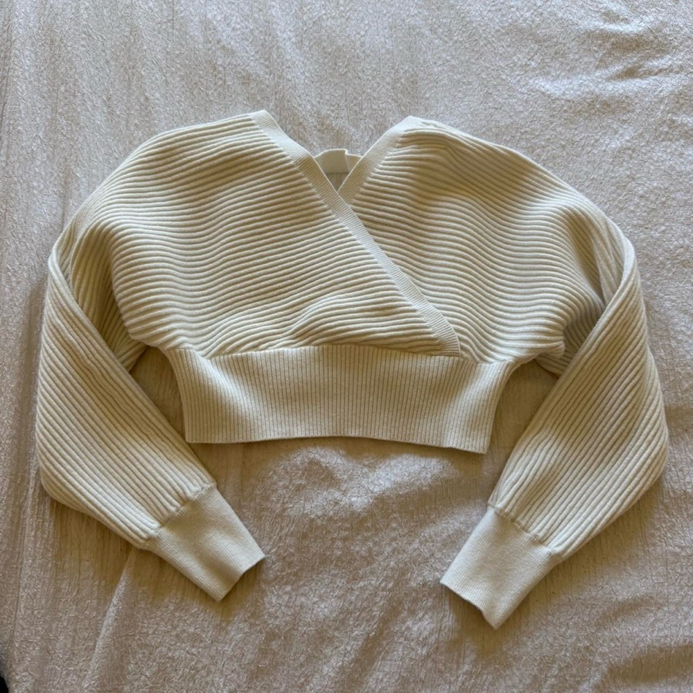 Forever 21 Ivory Ribbed Knit Top
